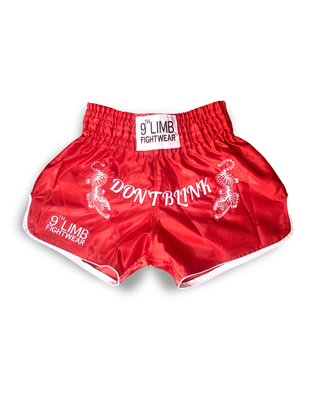 Red 9th Limb “Don’t Blink” Muay Thai Shorts – Satin Fightwear