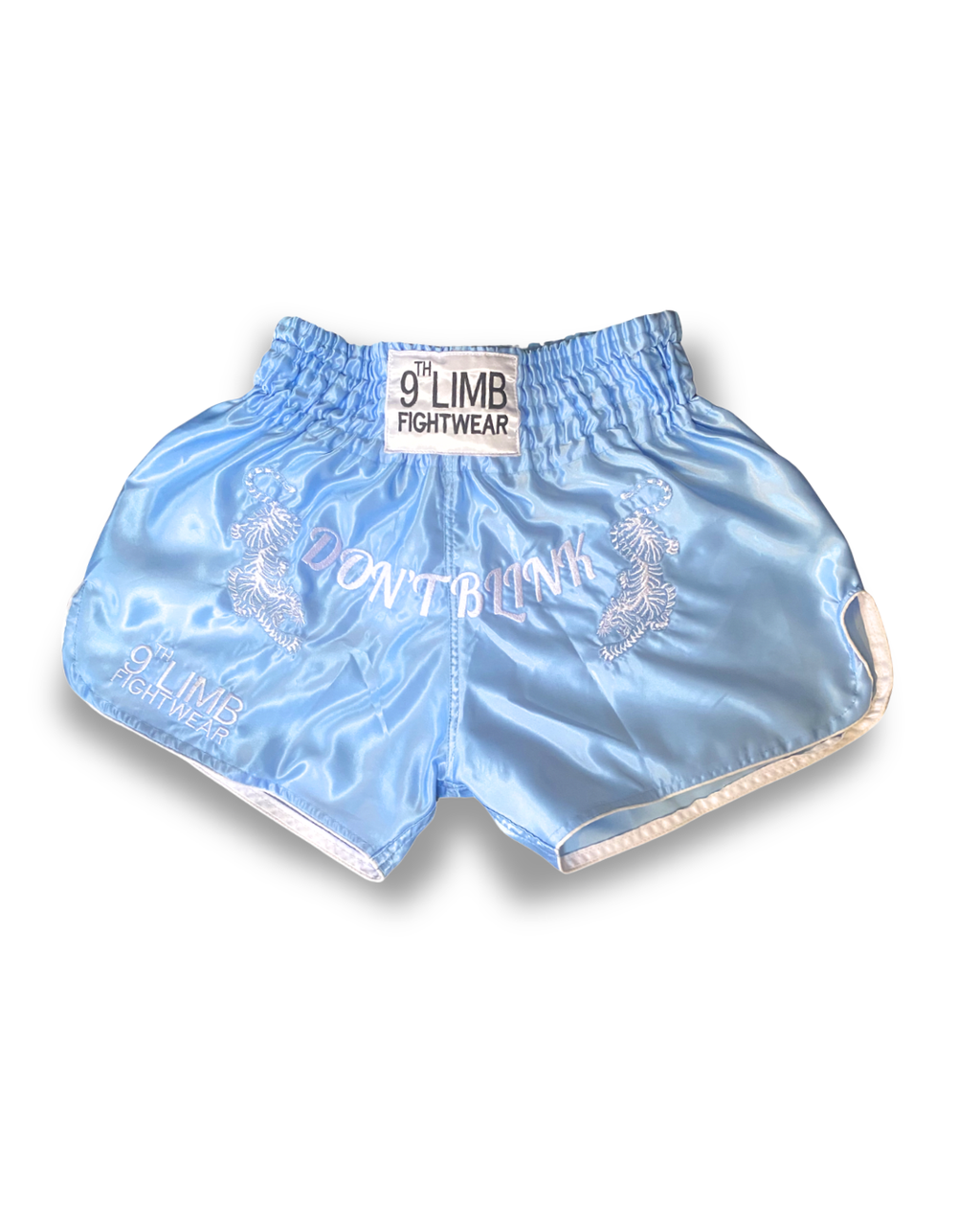 Baby Blue 9th Limb “Don’t Blink” Muay Thai Shorts – Satin Fightwear