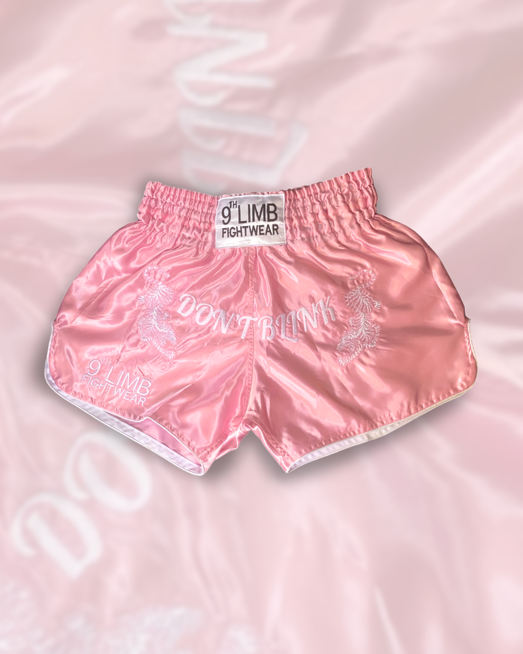 Pink 9th Limb “Don’t Blink” Muay Thai Shorts – Satin Fightwear