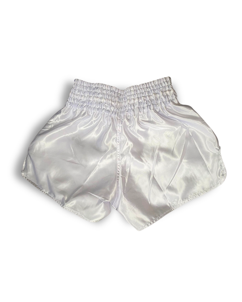 White 9th Limb “Don’t Blink” Muay Thai Shorts – Satin Fightwear