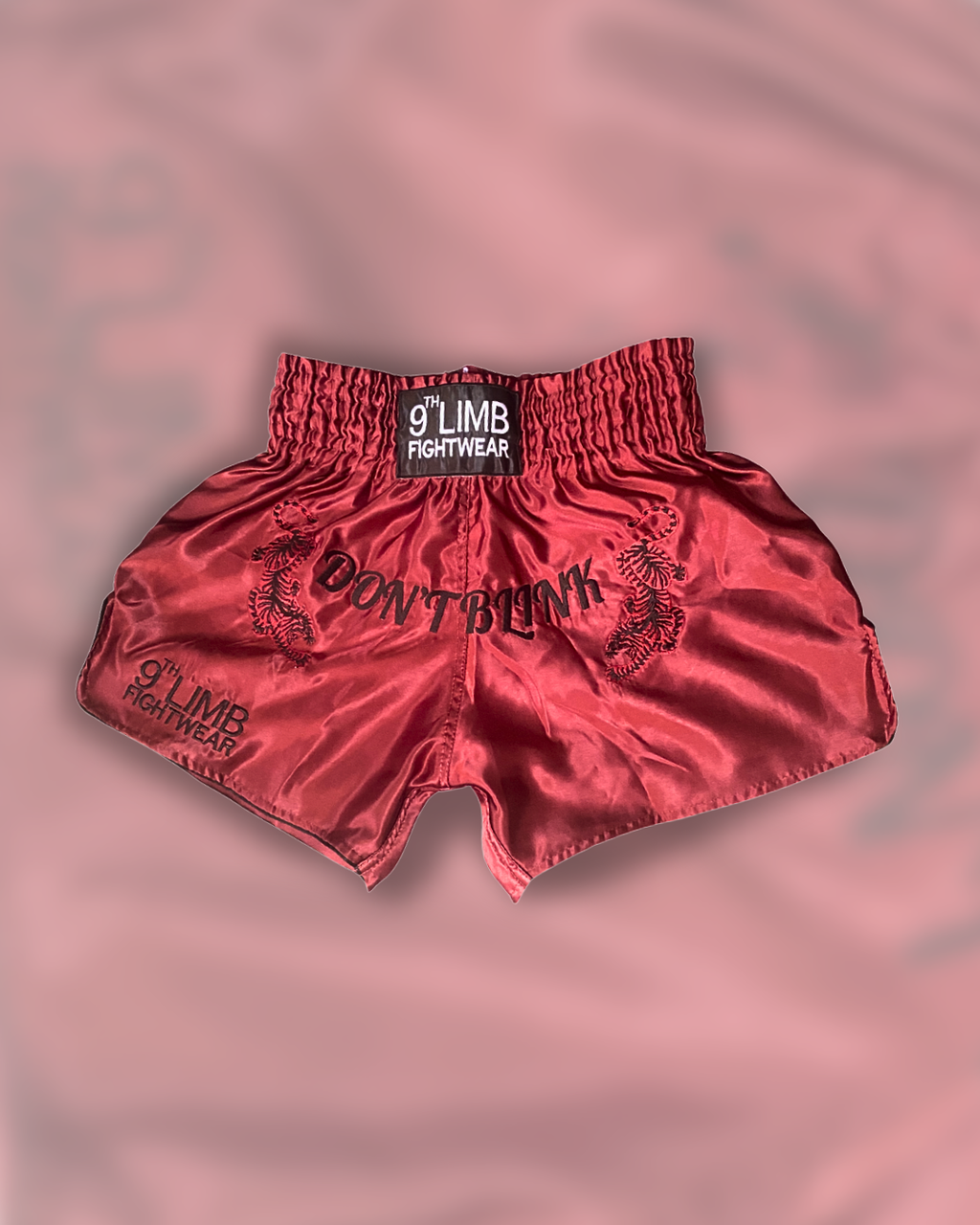 Dark Red 9th Limb “Don’t Blink” Muay Thai Shorts – Satin Fightwear